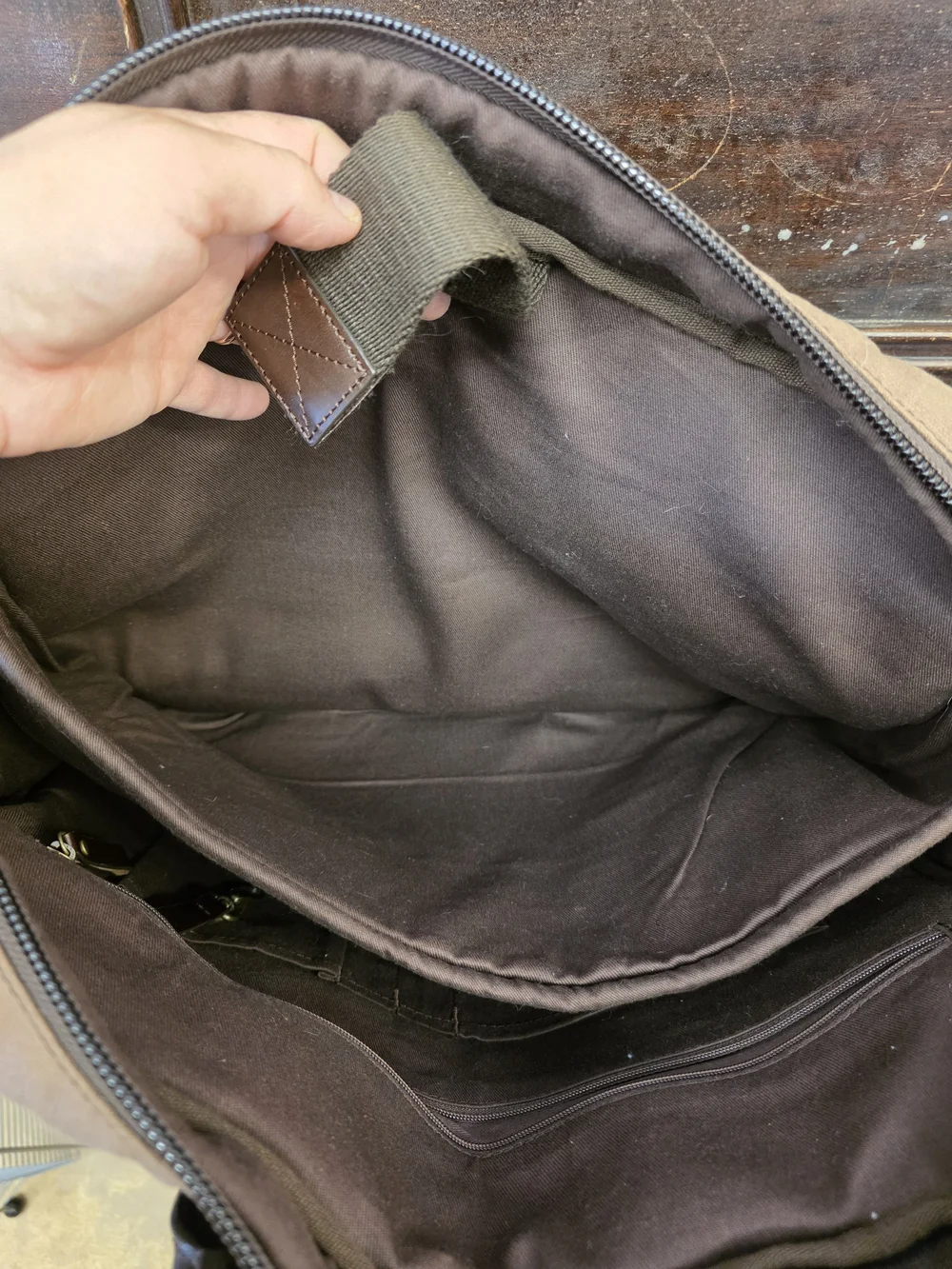 Duluth Trading Co Brown Canvas Laptop Brief with Dark Leather Trim